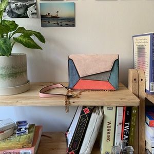 Unique +colorful faux suede purse